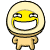 Four identical cartoon figures with yellow faces, wide grins, and closed eyes in a
