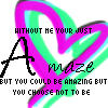 Pixelated text and stylized lettering overlay a heart-shaped swirl of magenta and cyan lines on a white background.