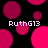Pixelated icon with black background and pink/magenta circles, displaying 'RuthG13' text in white pixel font at four corners.