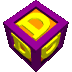 purple and yellow 3D cubes with the letter D on each face, arranged in a repeating pattern against a gray background