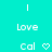 Pixelated white text and heart symbols on a solid cyan background with vertical lines at top center.