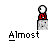 Animated contact sheet of a pixel art character with red and white colors performing actions like sitting, standing, and speaking in speech bubbles.