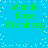Static image with bright cyan background and scattered white pixel dots, displaying four identical green text blocks reading "Manda Rose Kronberg" in a