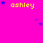 A bright pink background features repeated yellow text 'ashley' with blue stars scattered around, some text has a blue star partially covering the 'y'.