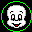 Pixelated cartoon face with wide eyes and red mouth in circular frame, multiple color variations of the border.