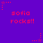 Purple background with red pixelated text 'sofia rocks!!' repeated across the image, surrounded by small red star shapes and dotted lines.