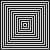 Two identical black-and-white square spiral patterns side-by-side, each with alternating thick and thin lines forming concentric squares.