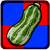 A 4x4 contact sheet of animated frames showing a green zucchini on a red and blue checkered background with subtle variations in shading across frames.