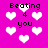 Pixelated pink background with white hearts and black text reading "Beating 4 you" in four repeated sections.