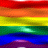 Static pixelated image of horizontal rainbow stripes in red, orange, yellow, green, blue, and purple bands.