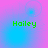Green text 'Hailey' on a pink and blue gradient background with faint circular patterns.