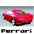 Pixelated red sports car with white roof section, black wheels, and visible interior details against light gray background.