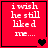 Red square with white pixelated text 'i wish he still liked me...' and black heart symbols changing across four