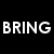 Black background with white pixelated text reading BRING BACK BONES in two lines, right side has a solid gray rectangle.