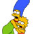 Pixelated character with blue hair, yellow skin, green shirt, and red collar holding a smaller identical figure against white background.