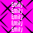 A bright pink background with black geometric lines forms a repeating pattern, overlaid by vertical of the name "Emily" in white pixelated text