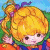 A pixelated cartoon character with blonde hair and a purple bow on the left, next to green text reading "Original Icons .com" on a dark background.