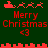 Red pixel art displays "Merry Christmas" text with heart and reindeer-sleigh motifs on dark green background, animated between two states.
