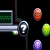 Pixelated static image showing a computer monitor with green text, a question mark icon, and four colored spheres on black background.