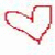Three heart-shaped outlines in red, cyan, and purple on a white background with partial gray overlay.