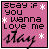 identical pink square icons with black text reading "stay if you wanna love me" and a cursive "stay" below, each bordered by white stars