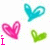Pixelated hearts and partial text in pink, teal, green, and blue on white background with gray rectangle overlay.