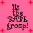 Pixelated text 'It's the BABE group!' on pink background with red plus signs, four identical static views.