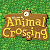 Pixelated image of a wooden sign with yellow text reading "Animal Crossing" against a green pixelated background, featuring a small animal face peeking from the top-right corner.