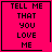 Four identical pink square with black text reading "TELL ME THAT YOU LOVE ME" and a single underline beneath the last word, each bordered by thin black lines