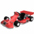 Red go-kart with black wheels and seat, viewed from side in six showing rotation