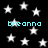 Black background with scattered white stars and repeated cyan text 'breanna' in pixelated font.