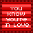Red striped background with white text displaying phrases about love and saying goodbye, transitioning between different lines of text.