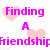 Pixelated pink text on white background with light pink heart shapes, displaying two phrases about friendship and Jello.
