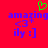 A red background displays blue text reading 'amazing <3* ily :]'. A green pixelated heart symbol appears above the left side of the text.