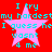 Red background with four identical pink star shapes, each overlaid with cyan text reading "I try my hardest I guess he wasn't 4 me" in a pixelated font.