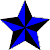 Two identical blue and black star-shaped icons with alternating color segments on a gray background.