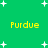 Green background with white star shapes and four instances of yellow text reading 'Purdue' in pixelated font.