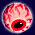 Four circular pixelated icons display a pinkish-red brain with black eyes, each showing different eye positions against a dark blue background.