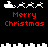 Pixel art animation of Santa's sleigh with reindeer and "Merry Christmas" text, showing changes in reindeer positions