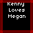 Black background with red lines and white pixelated text reading 'Kenny Loves Megan' in three centered