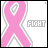 A 4x4 contact sheet of a pink breast cancer awareness ribbon animation with the word "FIGHT" on each frame, showing subtle pixel-level variations in the ribbon's outline and background dots across frames.