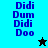Pixelated text "Didi Dum Didi Doo" appears on cyan and black backgrounds with a small star icon changing color between frames.