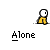 Pixel art of a yellow-clad figure in three states: alone, alone, and together with another figure holding heart speech bubbles.