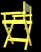 Animated sequence of yellow director's chairs with gray fabric seats and backs, displayed in a vertical against black backgrounds