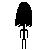 Black silhouette of a figure with long hair performing sequential walking motions against white background.