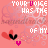 A pink background with repeated text and heart symbols, featuring animated color changes in the word 'VOICE' and a dotted line effect.