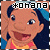 Pixelated cartoon-style image of a smiling character with dark hair, wearing a pink and yellow top, with text above reading *kohana.