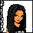 Pixelated character with long dark hair wearing black top and white pants, standing beside a figure in cropped shirt and red-patched pants with "LINDA" text below.