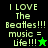 Pixelated text and star symbols on split black-green backgrounds with animated color changes.