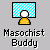 Pixelated cartoon character with yellow body and white head, interacting with blue striped vertical object against gray background.